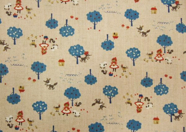 Red Riding Hood, cobalt blue, fat quarter, cotton linen blended fabric