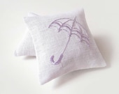 Organic Lavender Sachets LAVENDER RAIN - Set of Two Embroidered Linen Cushions
