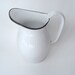 Vintage Enamelware Pitcher White Black Trim