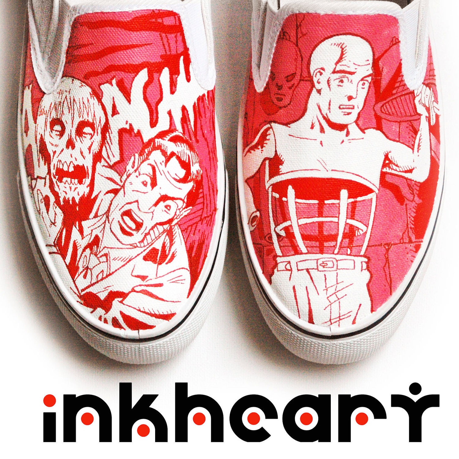 Red, Tales From the Crypt, Handpainted Custom Shoes, Mens