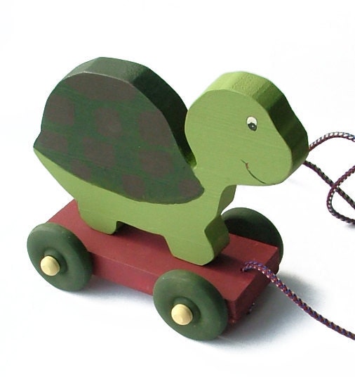Wooden Toy Turtle Pull Toy Non-Toxic by GreenChickens on Etsy