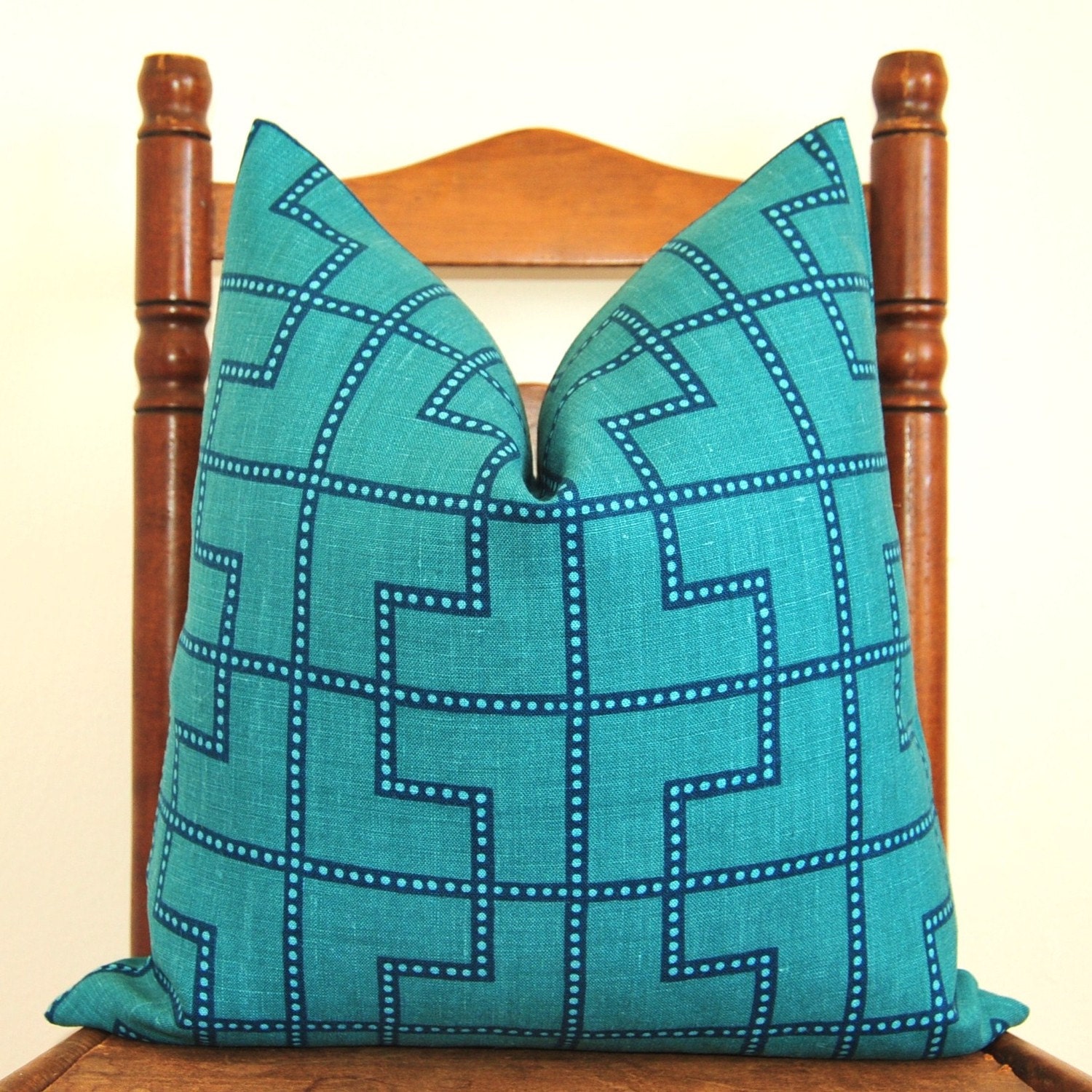 Celerie Kemble for Schumacher - Bleecker - 20 inch Square - Peacock - Linen - Decorative Pillow - Throw Pillow