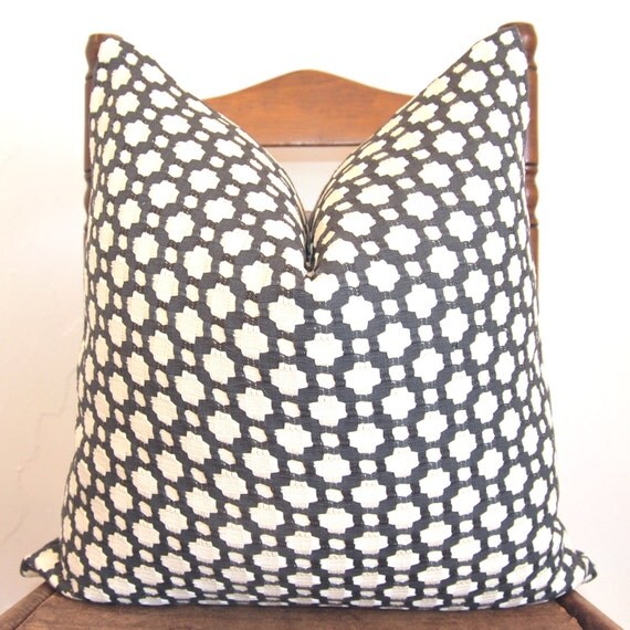 Designer Pillow - Decorative Pillow - Throw Pillow - Celerie Kemble for Schumacher - Betwixt - 18 inch Square - Charcoal/Ivory