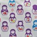 1 Fat Quarter - Kokka Fabric - Purple Matryoshka Dolls
