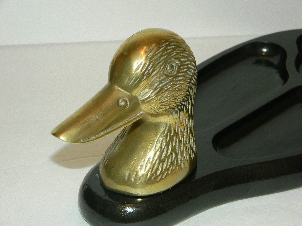 SALE 20% off Coupon Code SWEET - Upcycled Vintage Valet with Brass Duck Head - Hollywood Regency Display - Masculine - Gift for Him
