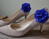 Royal Blue  Flower Shoe Clips- Blue Flower Shoe Clips- Bridal Accessory