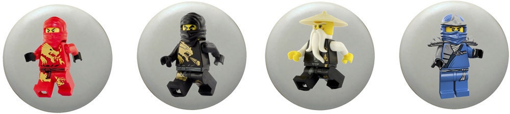 NINJAGO SET 1 Minifigures LEGO Knobs Ceramic Set of 4
