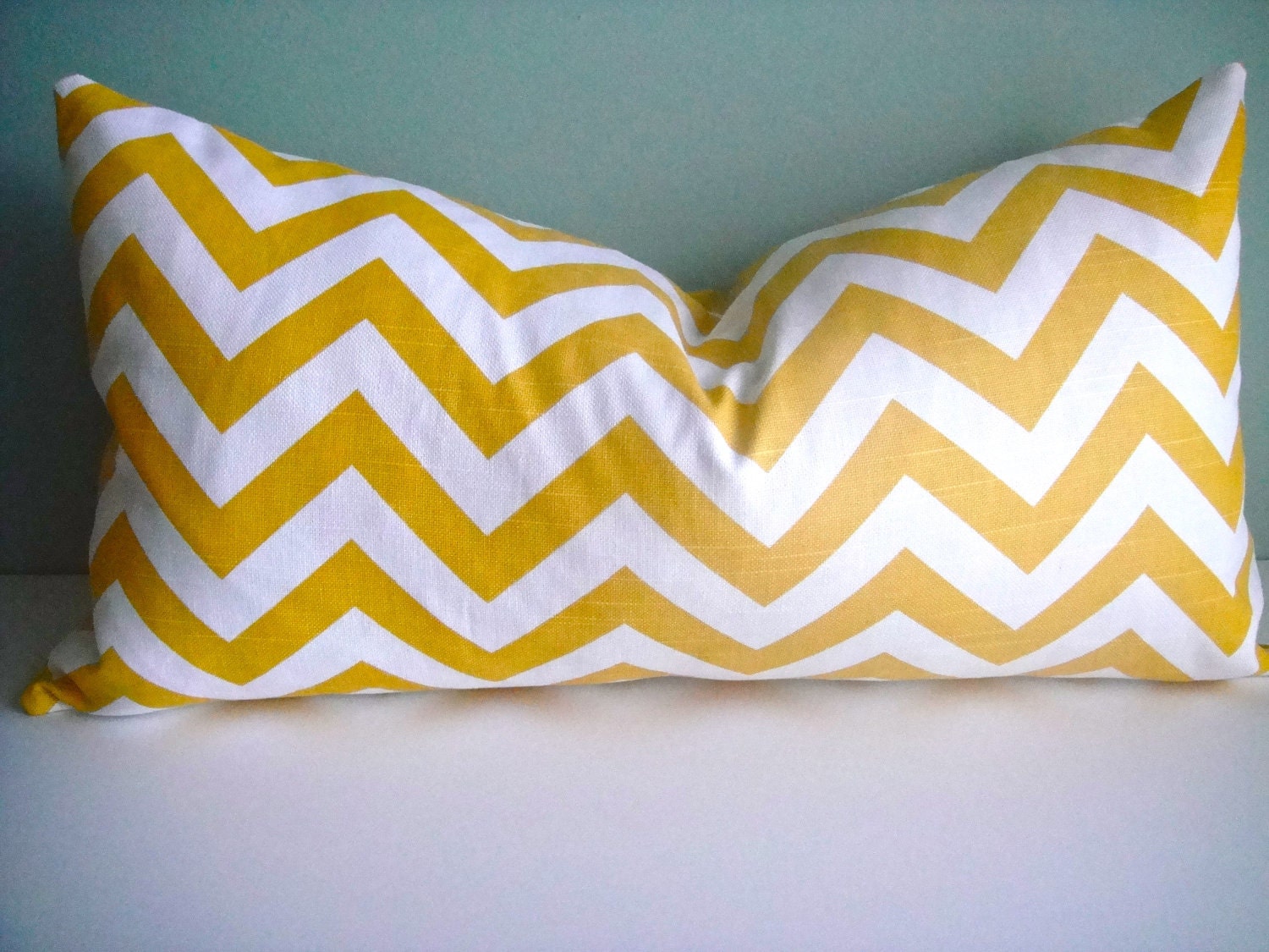 12x22 Lumbar Decorative Pillow In Chevron Yellow Contemporary Print
