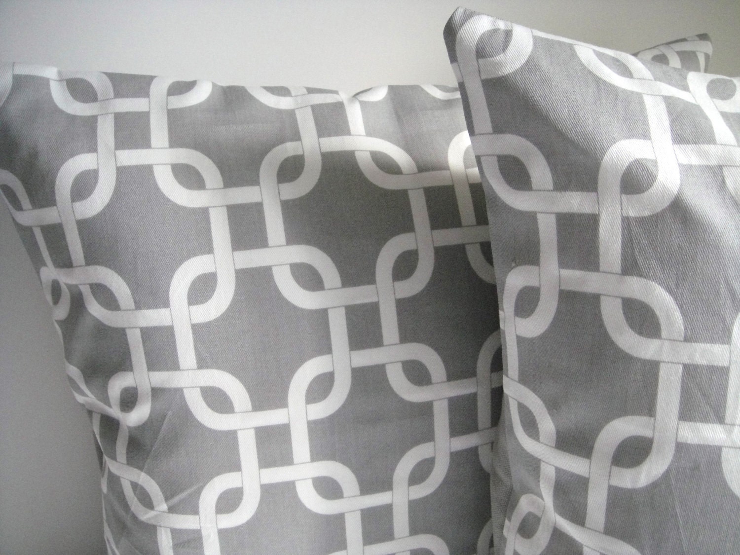 SET Of TWO -20x20 Designer Pillow In Gotcha Grey Contemporary Print