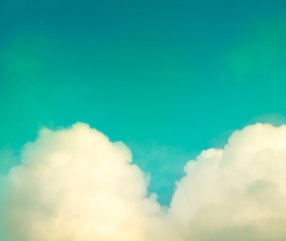 11x14 Photograph - teal turquoise heart cloud love print - aqua blue photo green 11x14 photography - nursery decor - cute wall art