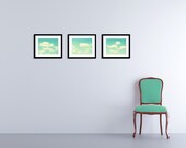 Cloud Photography - Set of 3 11x14 prints - clouds decor sky - teal nursery art blue green mint childrens room wall art photography fine art