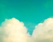 Cloud Photography - nursery heart love decor teal turquoise aqua blue green fine art wall art photo print picture - 5x7 Photograph