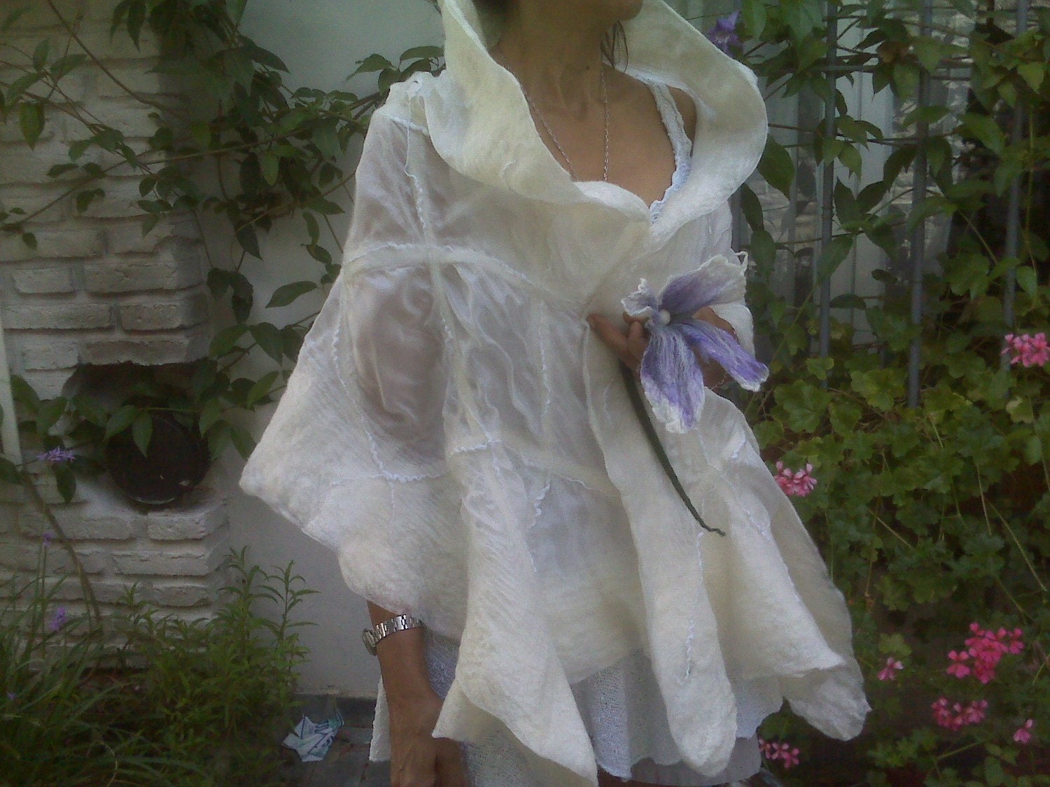 Bridal wrap / silk felted wedding gown shawl/ bridal bolero shrug
