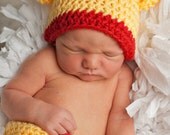Inspired Winnie Bear Hat with Matching Diaper Cover  Newborn thru 6 months available Excellent photo prop