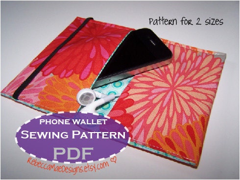 PDF PATTERN iPod Phone Wallet Case - sewing tutorial diy - iphone cell smart phone ipod touch nano shuffle camera earbuds