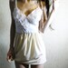 sunshower - vintage 40s revived beautiful ivory caramel organic supima cotton lace dress