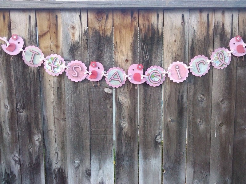 Mommy And Baby Bird Cake Topper set in shades of pink, or pick your own colors