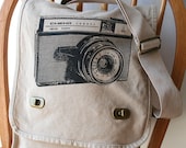 Vintage Camera Field Bag Canvas Screen Printed
