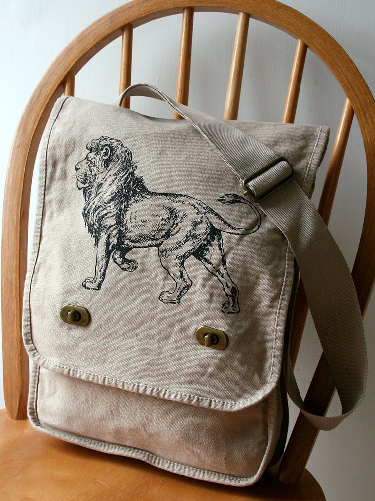 Lion Canvas Field Bag Screen Printed