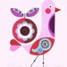Pink bird with apple print