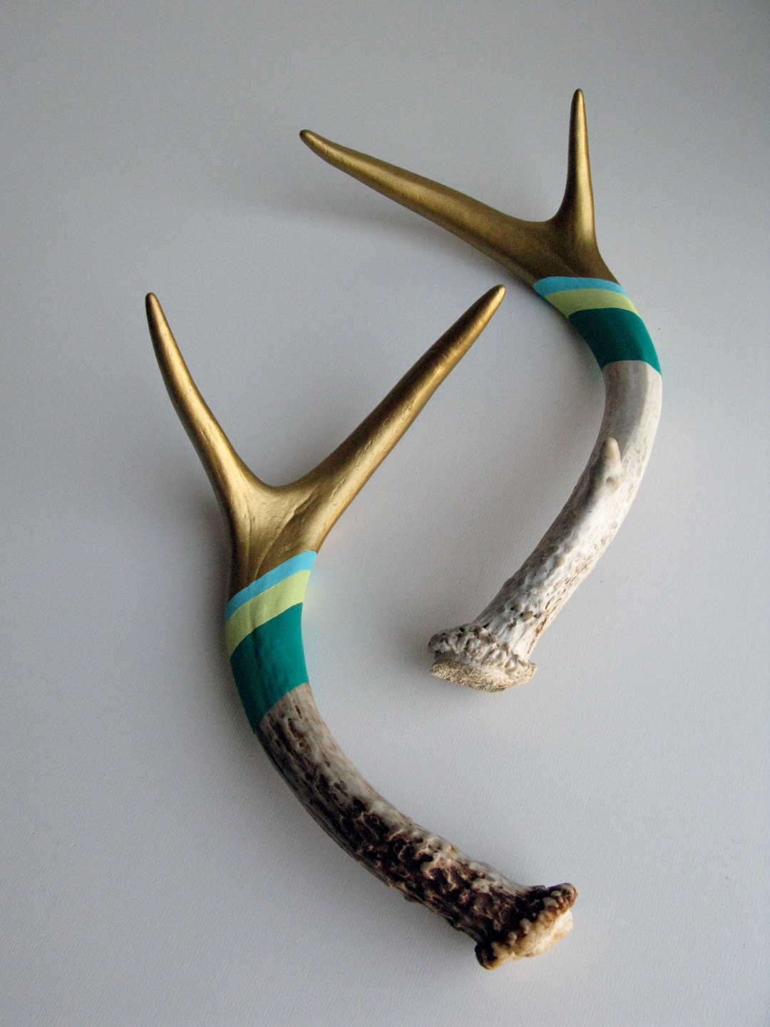 Gold, Blue, Yellow & Green Striped Antler SET