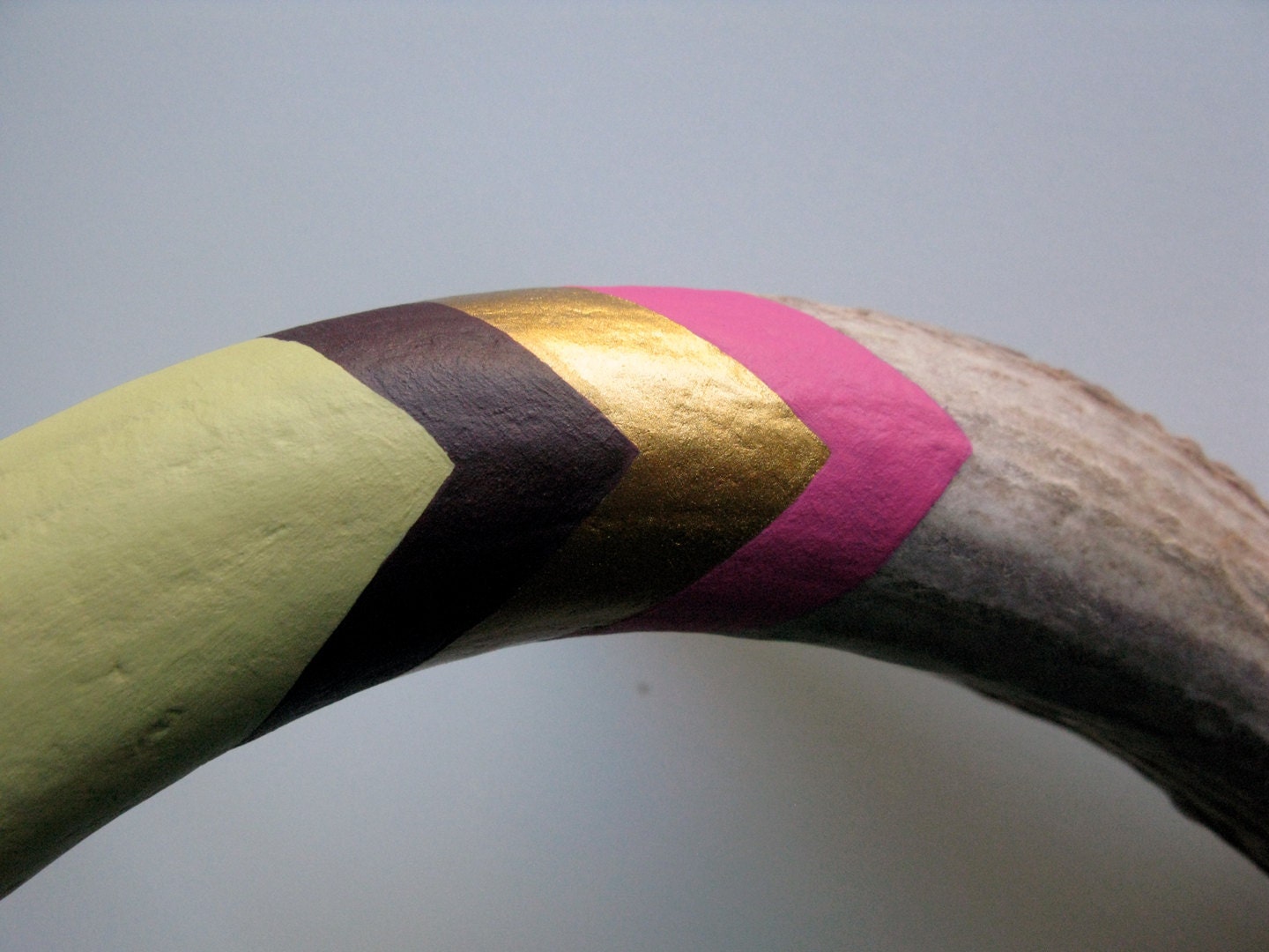 Green, Purple, Gold & Fuchsia Painted Chevron Antler - Large