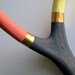 Yellow, Coral, Seafoam, Gold & Navy Striped Painted Antler - Large