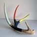Yellow, Coral, Seafoam, Gold & Navy Striped Painted Antler - Large