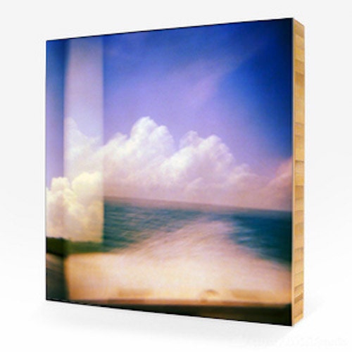 Spray 10x10 print mounted on Eco Bamboo ocean landscape blue sky modern home decor