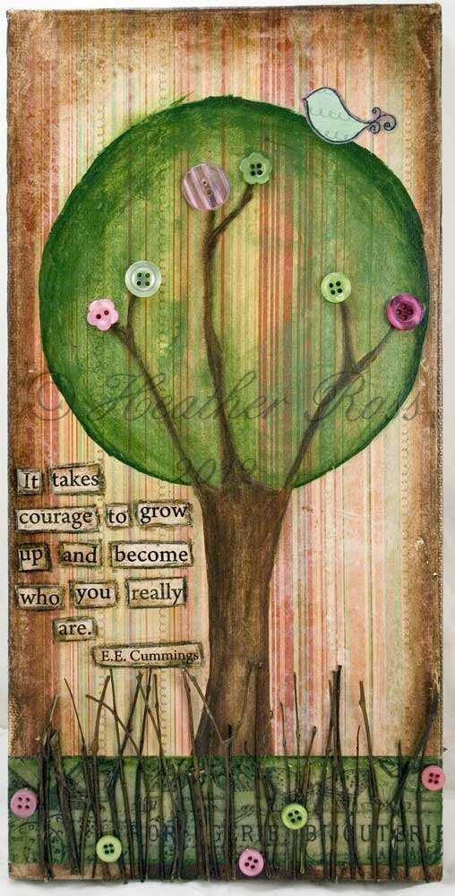 It Takes Courage Original Mixed Media Collage Canvas by Heather Ross