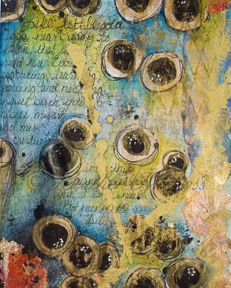Golden Eggs  - 8 x 10 Print - Mixed Media Abstract Collage from my Art Journal