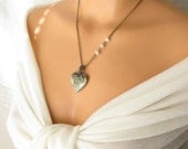 heart locket necklace, flower locket necklace, bridesmaid gift, locket jewelry necklace,  rose locket pendant, heart jewelry