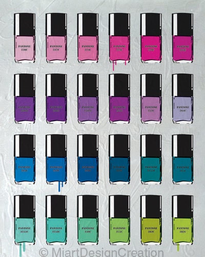 Pantone color nail Polish 3 Prints set 8"X10"
