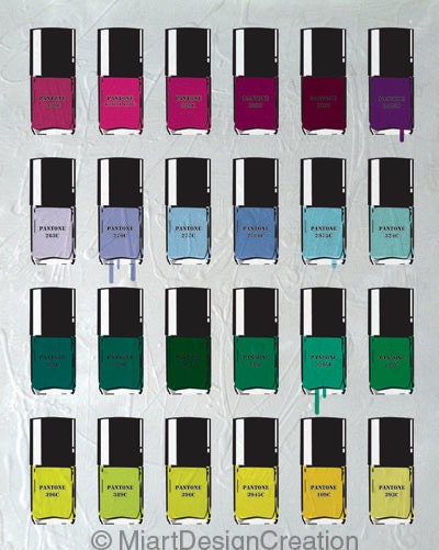 Pantone color nail Polish 3 Prints set 8"X10"