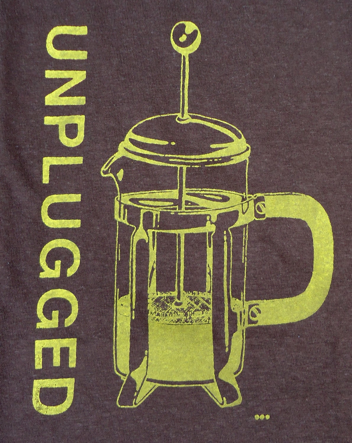Unplugged French Press - Yellow on Espresso Brown - Organic Cotton & Hemp