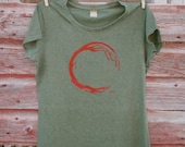 Winding Willow - Red on Army Green - Organic Cotton & Hemp