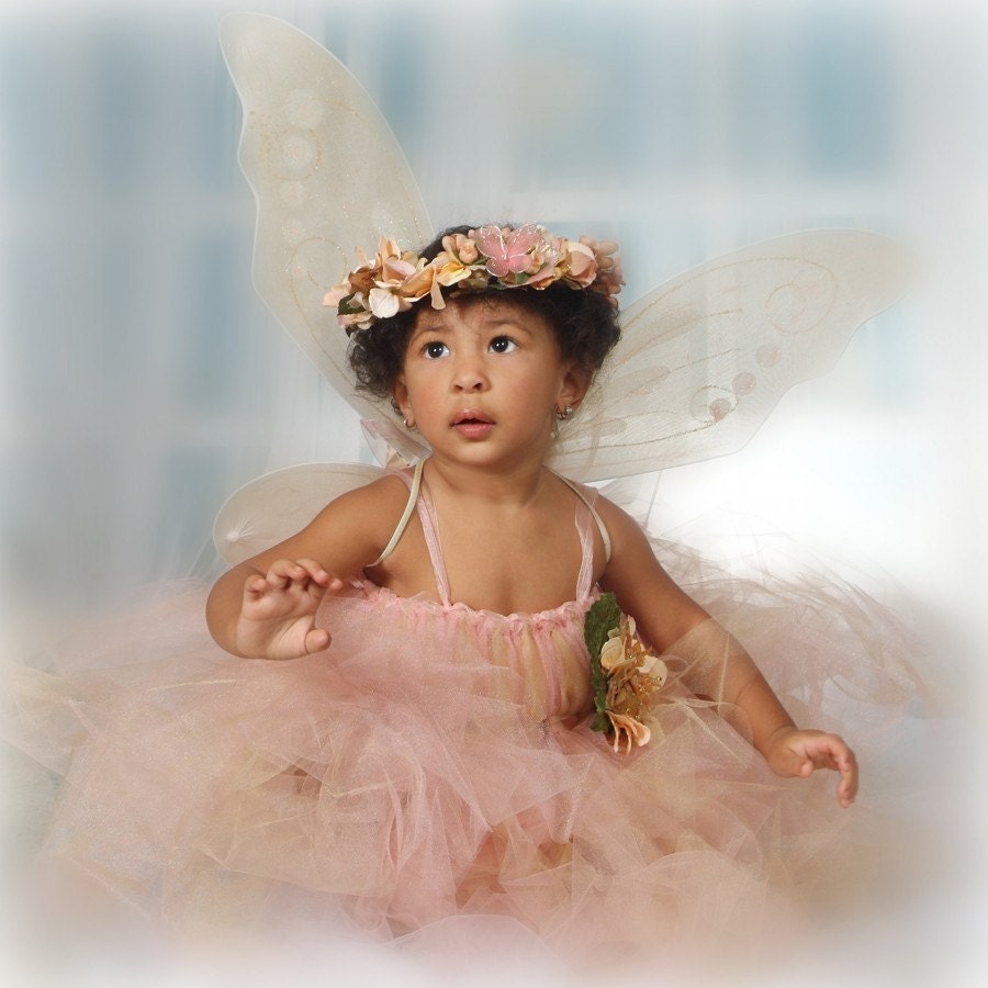 Enchanted Fairy Ware Peaches and Cream Fairy Dress and Halo set