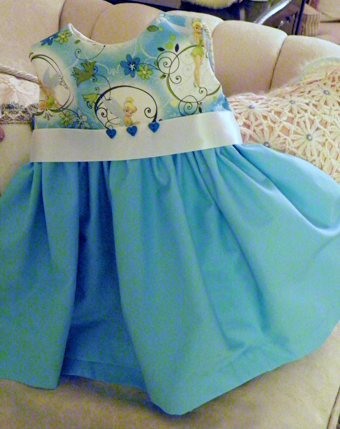 Girls Tinkerbell Party Dress Special Occasion Blue Holiday Twirl Dress in Size 18 -24 mos by Little Miss Prim