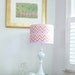 Small Drum Lamp Shade in a Pink and Orange Chevron / Zigzag Fabric.