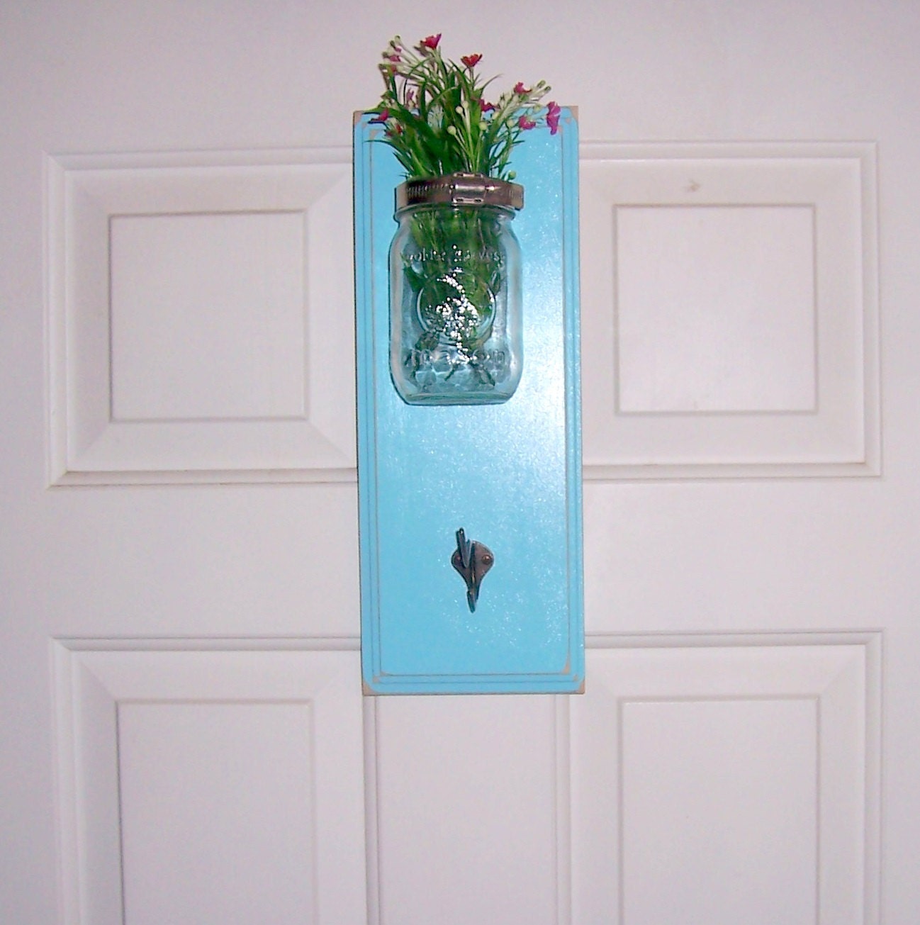 rustic wall shelf with vase wooden shabby chic mason jar coathook shelf beach rustic ocean breeze cottage chic