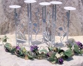 ROMANTIC CANDELABRA Shabby Chic Weddings Pure White 5 Pillar Candles Adjustable Metal reduced 20%