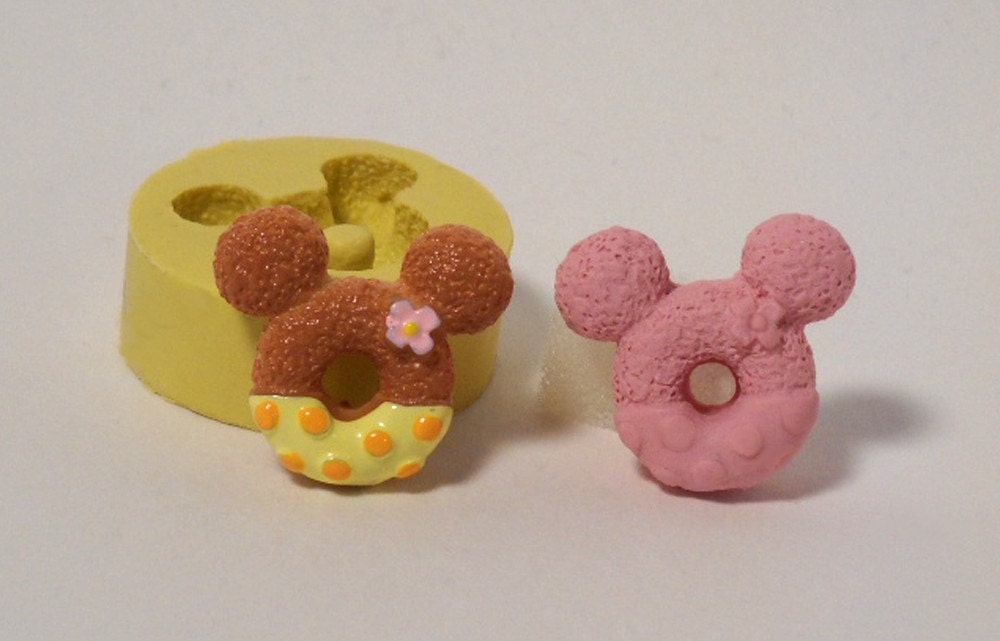 Mouse Donut with Flower SW127 - Flexible Silicone Mold - Crafts, Jewelry, Resin, PMC, Soap, Food, Scrapbooking, Polymer Clay, Push Mold