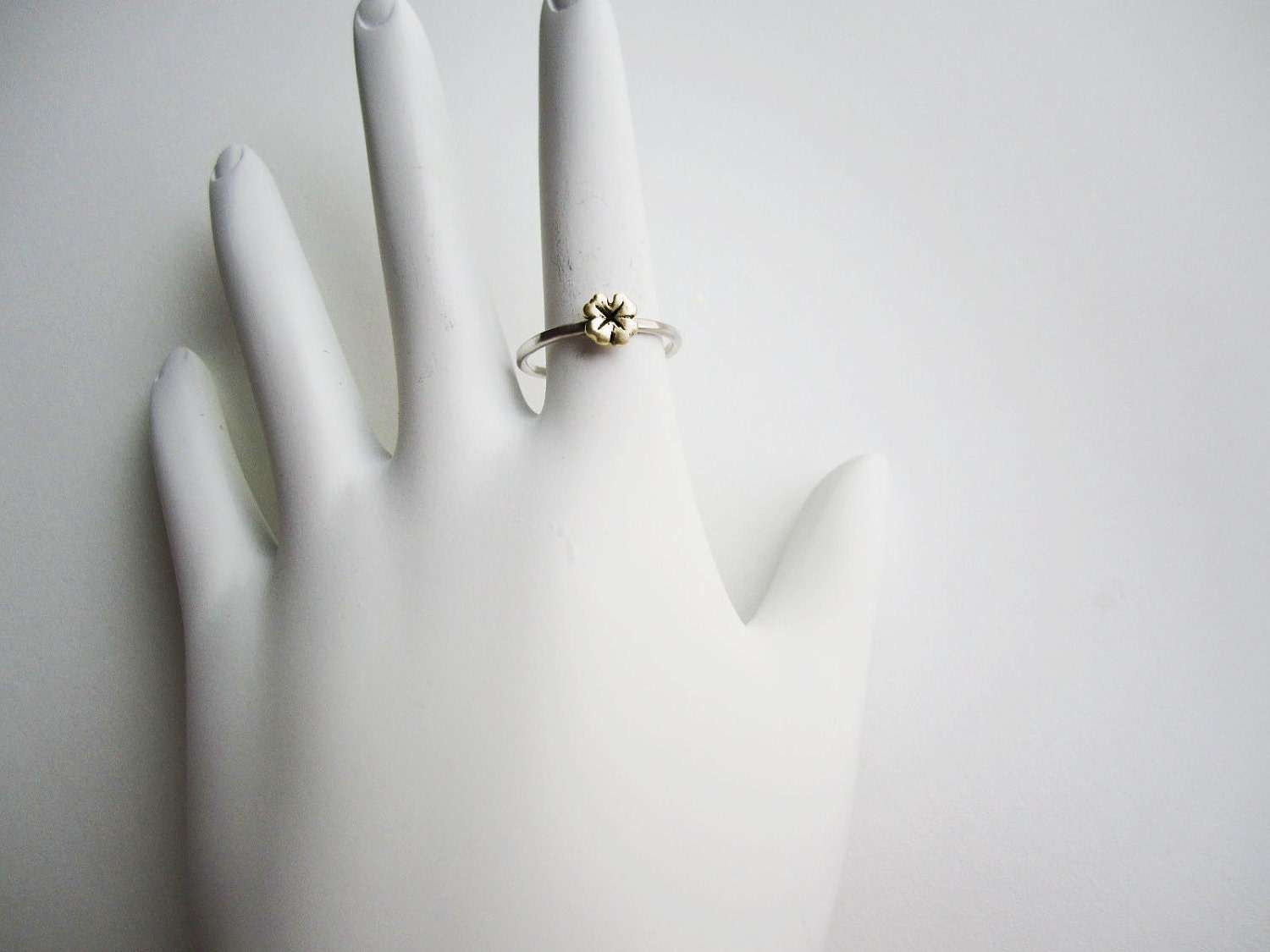 Lucky Clover Ring 14K Yellow Gold & Sterling Silver