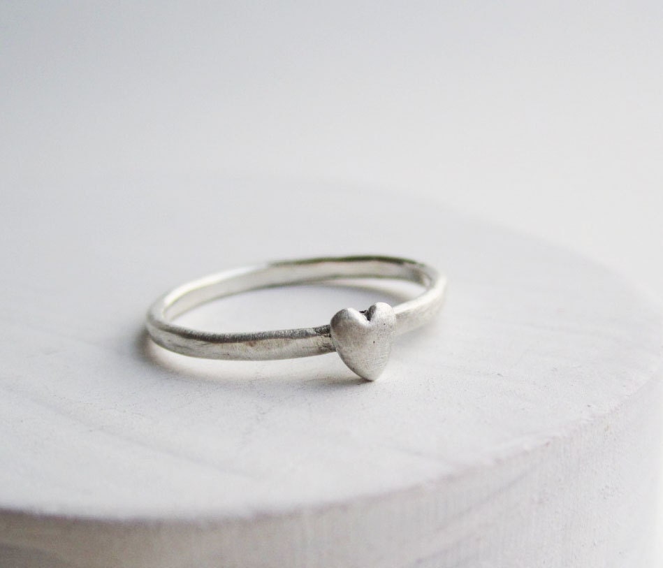 Tiny Mini Heart Silver Ring