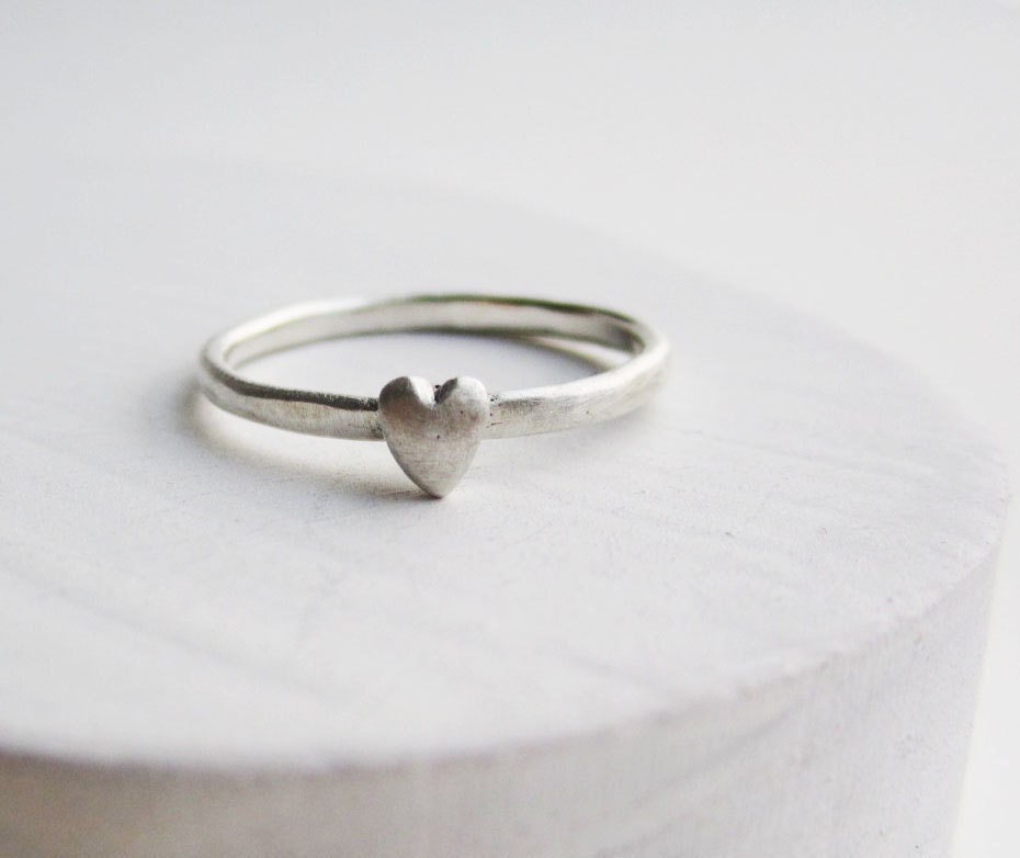 Tiny Mini Heart Silver Ring