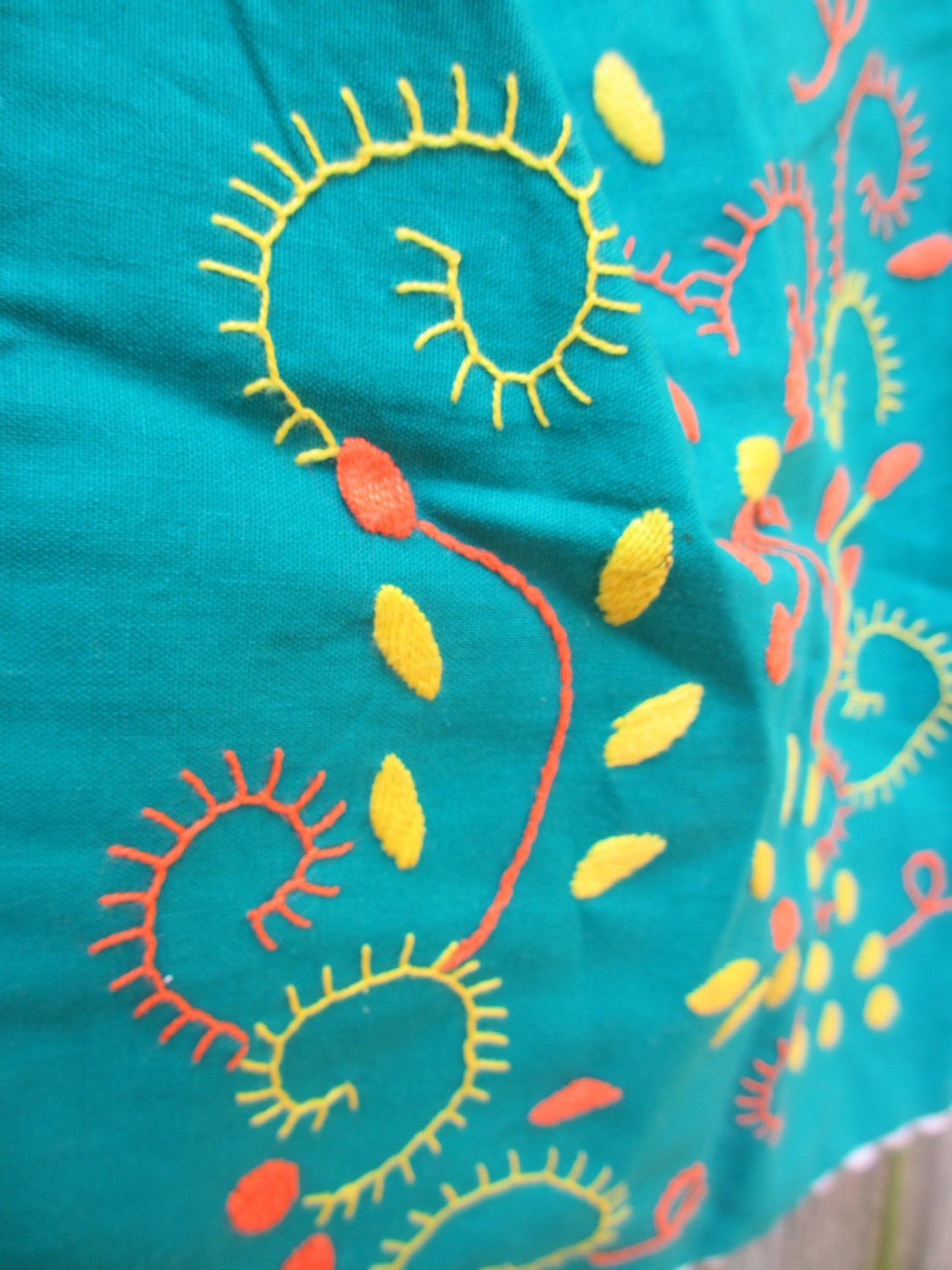 Vintage Green Embroidered Apron