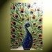 ORIGINAL Abstract Peacock Painting, Modern Palette Knife Painting, Contemporary Textured Impasto, Blue Green Bird 24x36" -Christine