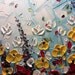 Original Abstract Textured Painting Modern Red Poppies Landscape Flowers Floral Wildflowers Autumn Blue Palette Knife 24x36" -Christine