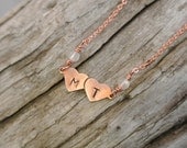 Customized Initials in Hearts Copper Necklace