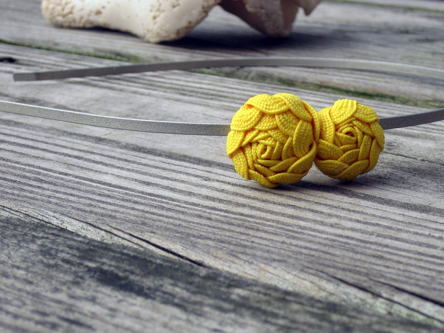 Bright Yellow Rosette Headband  for Women . Gifts for Her . ponyupdesigns